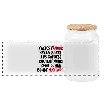 Faites l’amour, pas la guerre - Boîte à biscuits avec couvercle en bois - blanc - Devant