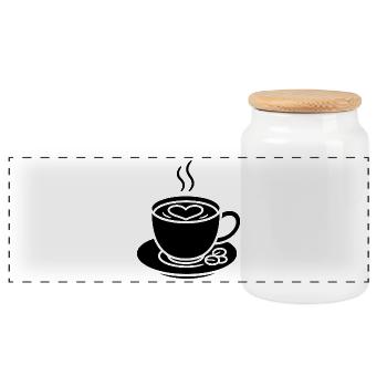 Coffee cup with heart for connoisseurs - Panoramic Cookie Jar with Wooden Lid - white - Front