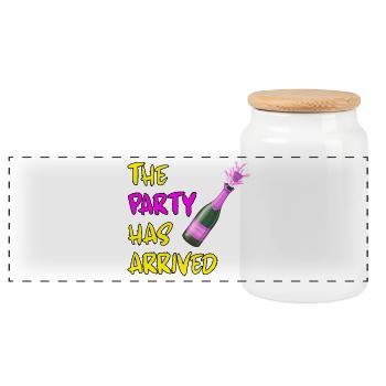 THE PARTY HAS ARRIVED, CAN GO MOUSE - Panoramic Cookie Jar with Wooden Lid - white - Front