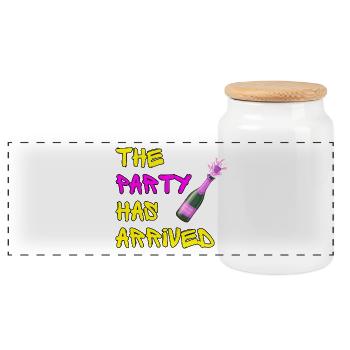 THE PARTY HAS ARRIVED, CAN GO MOUSE - Panoramic Cookie Jar with Wooden Lid - white - Front