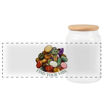 Coloured crystals and minerals – graphics - Panoramic Cookie Jar with Wooden Lid - white - Front