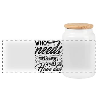 Super Hero - Panoramic Cookie Jar with Wooden Lid - white - Front