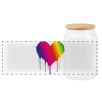 Cœur Arc-en-ciel Goutte - Boîte à biscuits avec couvercle en bois - blanc - Devant