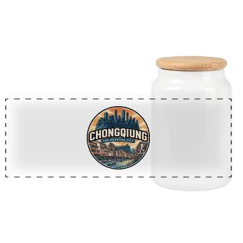 Insigne rétro de Chongqing Hongyadong - Boîte à biscuits avec couvercle en bois - blanc - Devant
