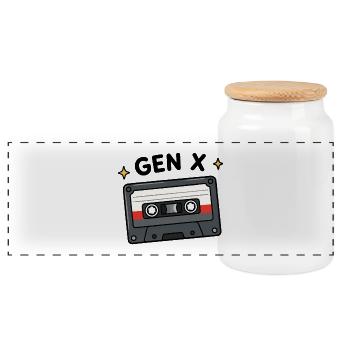 Gen X élevée sur les mixtapes & Risks Retro Cassette Ta - Boîte à biscuits avec couvercle en bois - blanc - Devant