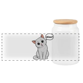 Miau? - Wie süß kann man sein?! - Panorama Keksdose mit Holzdeckel - Weiß - Vorne