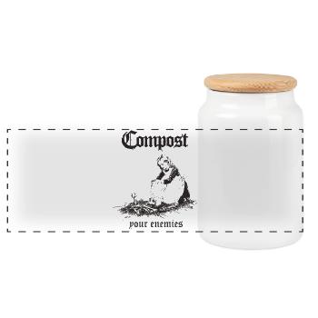 Compost - Panorama Keksdose mit Holzdeckel - Weiß - Vorne