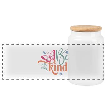 Création florale papillon Be Kind - Boîte à biscuits avec couvercle en bois - blanc - Devant