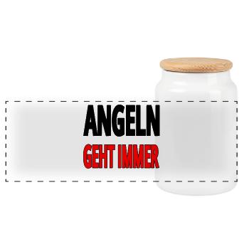 Angeln - Panorama Keksdose mit Holzdeckel - Weiß - Vorne