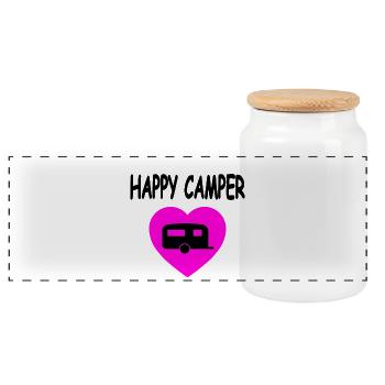 Camper - Panoramic Cookie Jar with Wooden Lid - white - Front