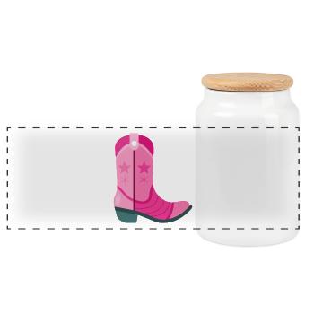 Botte de cowboy rose - Boîte à biscuits avec couvercle en bois - blanc - Devant