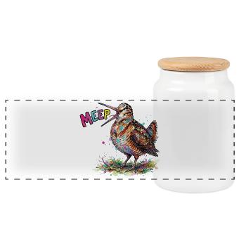 Dessin de bandes dessinées Woodcock Meep Bird Bird coloré - Boîte à biscuits avec couvercle en bois - blanc - Devant