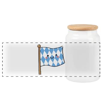 Cute Bavaria Flag Kawaii - Panoramic Cookie Jar with Wooden Lid - white - Front