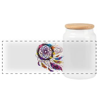 Symbole & Religion - Attrape Rêves Graffiti - Boîte à biscuits avec couvercle en bois - blanc - Devant