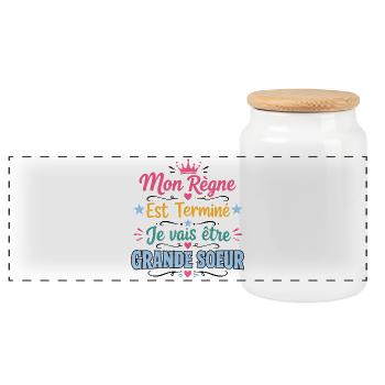 Annonce Grossesse Futur Grande Soeur Cadeau - Boîte à biscuits avec couvercle en bois - blanc - Devant