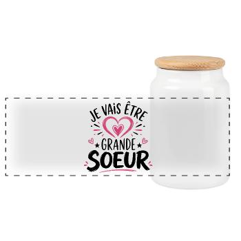 Grande-Soeur Humour Annonce Grossesse - Boîte à biscuits avec couvercle en bois - blanc - Devant