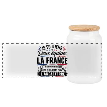 Je Soutiens Deux équipes la France - Boîte à biscuits avec couvercle en bois - blanc - Devant