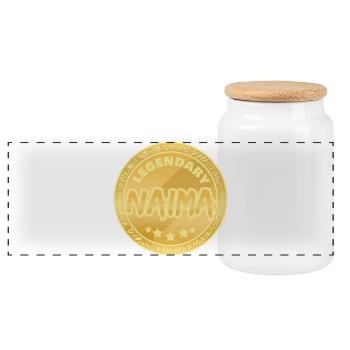 Gift idea Naima - Panoramic Cookie Jar with Wooden Lid - white - Front