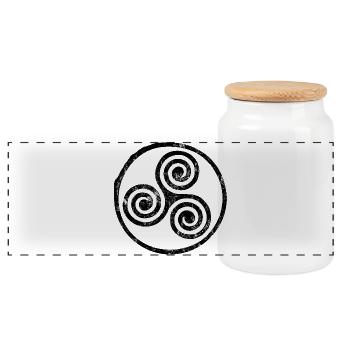 Emblème en spirale du trisquet - Boîte à biscuits avec couvercle en bois - blanc - Devant