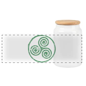 Emblème en spirale celtique - Boîte à biscuits avec couvercle en bois - blanc - Devant