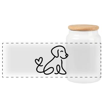 Un chien mignon avec un cœur à la queue - Boîte à biscuits avec couvercle en bois - blanc - Devant