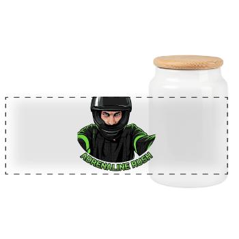 Biker Adrenalinschub-Helm - Panorama Keksdose mit Holzdeckel - Weiß - Vorne