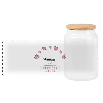 FÊTE DES MÈRES. BONNE FÊTE MAMAN. MAMAN. FÊTE - Boîte à biscuits avec couvercle en bois - blanc - Devant