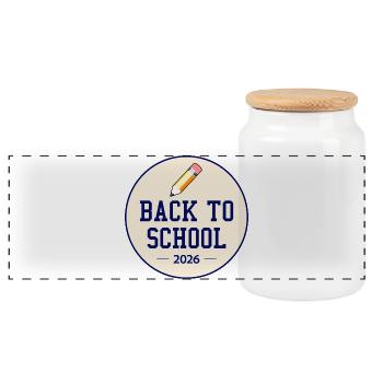 Back to School 2026 | School Student Teacher  - Panoramic Cookie Jar with Wooden Lid - white - Front