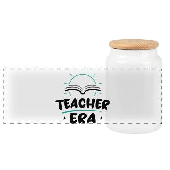 Ère des enseignants | Chemise de la vie enseignante - Boîte à biscuits avec couvercle en bois - blanc - Devant