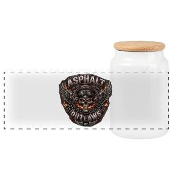 Patch de crâne des Outlaws en asphalte - Boîte à biscuits avec couvercle en bois - blanc - Devant