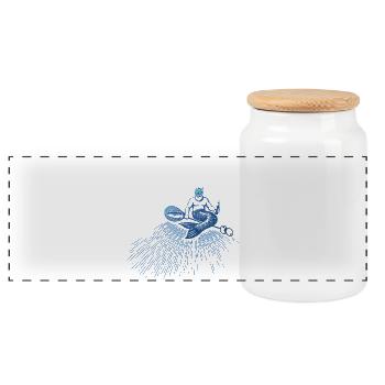 Neon Mermaid Surfer - Panoramic Cookie Jar with Wooden Lid - white - Front