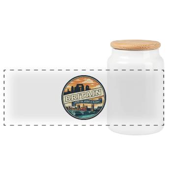 Retro Britain Big Ben Travel Badge - Panoramic Cookie Jar with Wooden Lid - white - Front