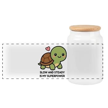 Lentement et sûrement est mon superpouvoir mignon Kawaii Turtl - Boîte à biscuits avec couvercle en bois - blanc - Devant