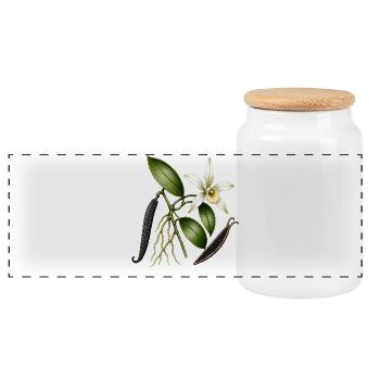 Botanical Vanilla Orchid - Panoramic Cookie Jar with Wooden Lid - white - Front