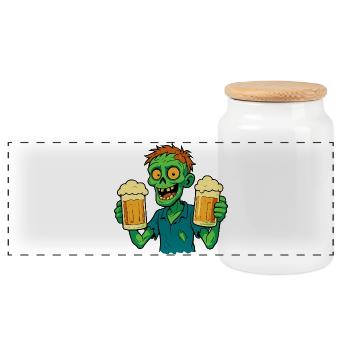 Zombie heureux avec de la bière - Boîte à biscuits avec couvercle en bois - blanc - Devant