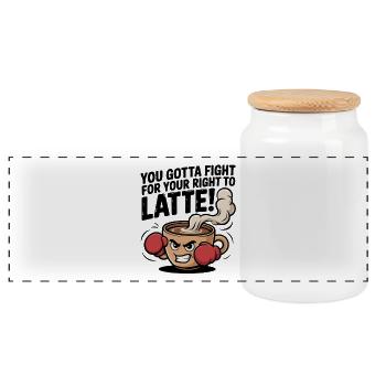 Battez-vous pour votre droit au latte – Boxing coffee cup - Boîte à biscuits avec couvercle en bois - blanc - Devant