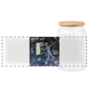 Finde Jesus von Eunice Ahiale - Panoramic Cookie Jar with Wooden Lid - white - Front