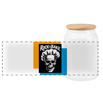 Rock and Bake Skull Cook - Panoramic Cookie Jar with Wooden Lid - white - Front