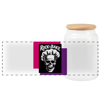 Rock and Bake Skull Chef - Boîte à biscuits avec couvercle en bois - blanc - Devant
