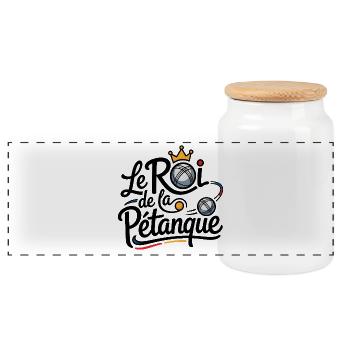 Le Roi de la Pétanque - Boîte à biscuits avec couvercle en bois - blanc - Devant
