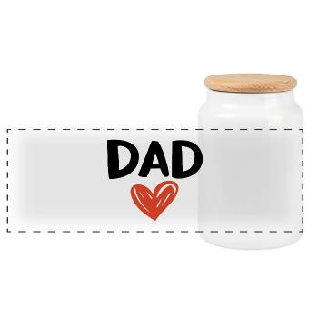Cœur dessiné à la main – Je t’aime papa - Boîte à biscuits avec couvercle en bois - blanc - Devant