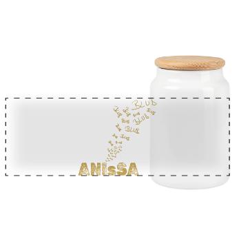 Anissa als Segeln - Panorama Keksdose mit Holzdeckel - Weiß - Vorne