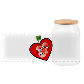Cherry Tired - Panoramic Cookie Jar with Wooden Lid - white - Front