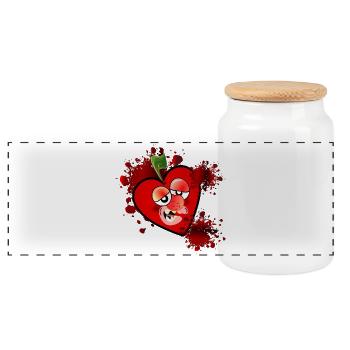 Halloween Costume Cherries - Panoramic Cookie Jar with Wooden Lid - white - Front
