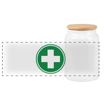 Green First Aid Cross Medical Emergency Healthcare - Panoramic Cookie Jar with Wooden Lid - white - Front