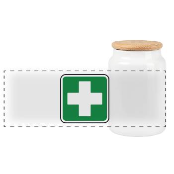 First Aid Medical Cross Green Healthcare Safety  - Panoramic Cookie Jar with Wooden Lid - white - Front