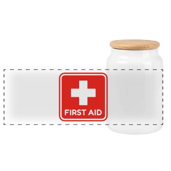 First Aid Red Medical Cross Healthcare Safety  - Boîte à biscuits avec couvercle en bois - blanc - Devant