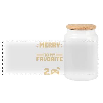 Merry Christmas To My Favorite Player 2 Gamer - Panoramic Cookie Jar with Wooden Lid - white - Front