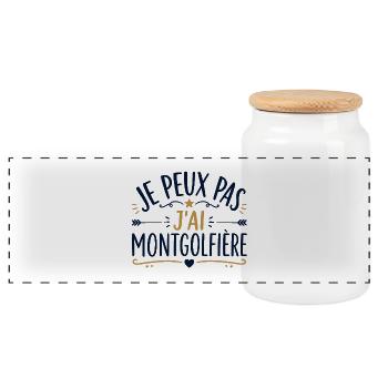 Je peux pas j'ai montgolfière - Boîte à biscuits avec couvercle en bois - blanc - Devant