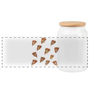 Pizzas - Panoramic Cookie Jar with Wooden Lid - white - Front